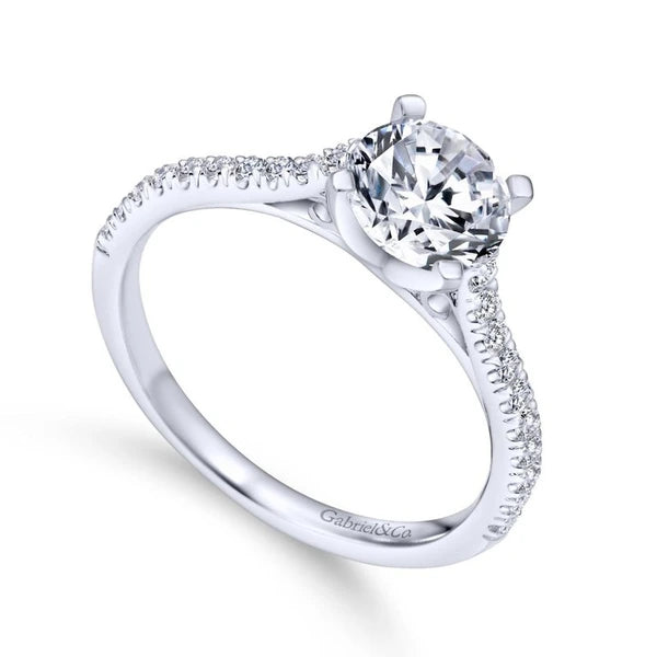 14K White Gold Round Diamond Engagement Ring