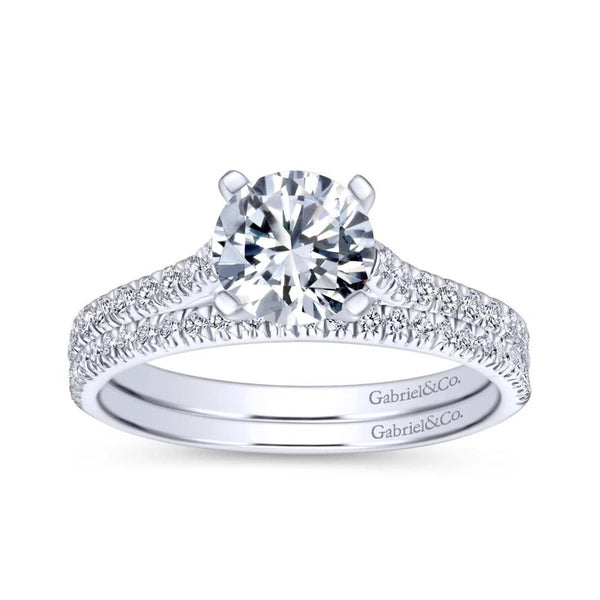 14K White Gold Round Diamond Engagement Ring