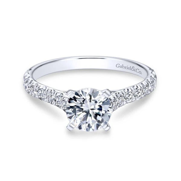 14K White Gold Round Diamond Engagement Ring