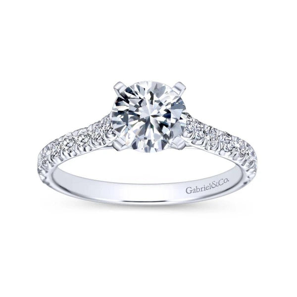 14K White Gold Round Diamond Engagement Ring