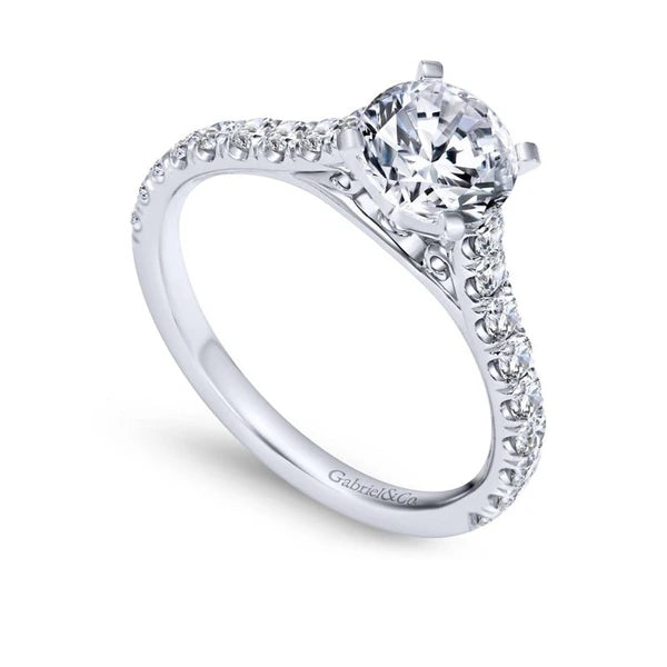 14K White Gold Round Diamond Engagement Ring