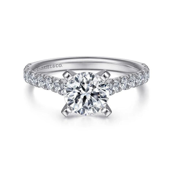 14K White Gold Round Diamond Engagement Ring