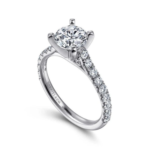 14K White Gold Round Diamond Engagement Ring