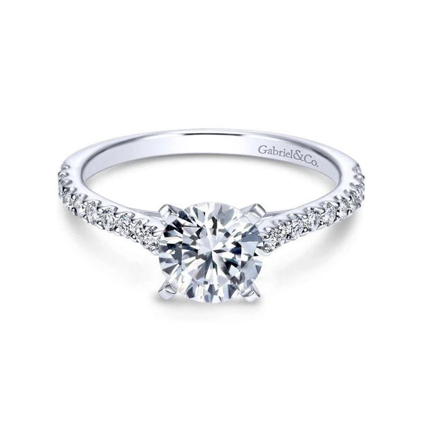 14K White Gold Round Diamond Engagement Ring