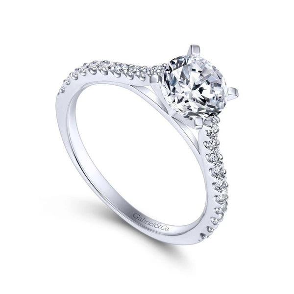 14K White Gold Round Diamond Engagement Ring