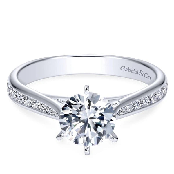 14K White Gold Round Diamond Engagement Ring