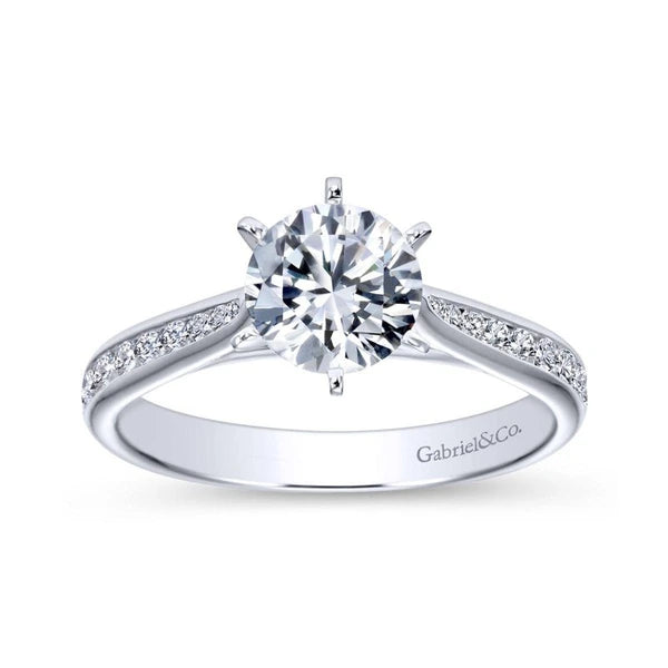 14K White Gold Round Diamond Engagement Ring