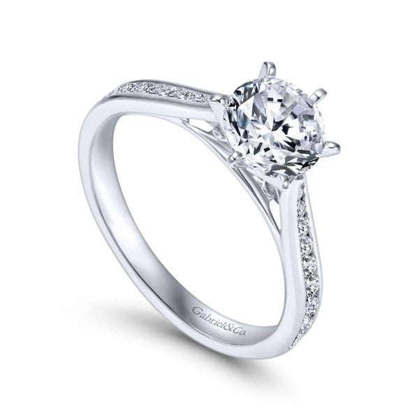 14K White Gold Round Diamond Engagement Ring