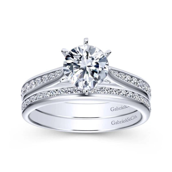14K White Gold Round Diamond Engagement Ring
