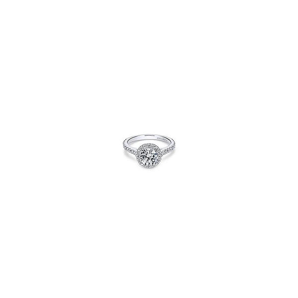 14K White Gold Round Halo Diamond Engagement Ring