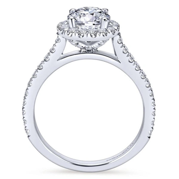 14K White Gold Round Halo Diamond Engagement Ring