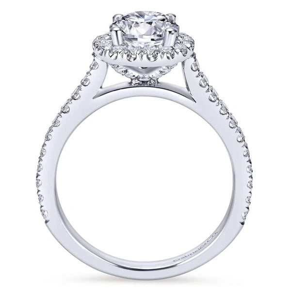 14K White Gold Round Halo Diamond Engagement Ring