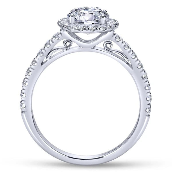 14K White Gold Round Halo Diamond Engagement Ring