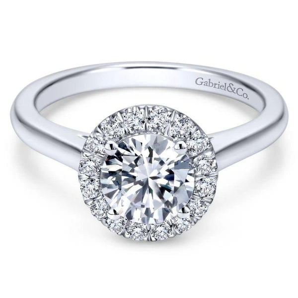 14K White Gold Round Halo Diamond Engagement Ring