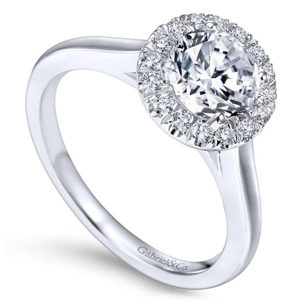 14K White Gold Round Halo Diamond Engagement Ring