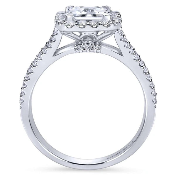 14K White Gold Princess Halo Diamond Engagement Ring