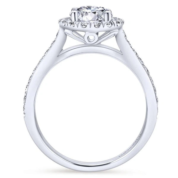 Vintage 14K White Gold Round Halo Diamond Engagement Ring
