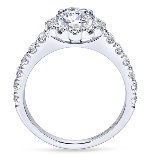 14K White Gold Round Halo Diamond Engagement Ring