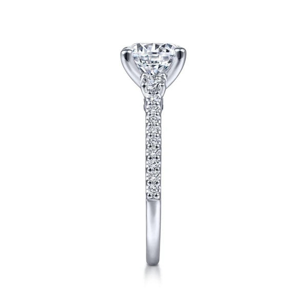 14K White Gold Round Three Stone Diamond Engagement Ring