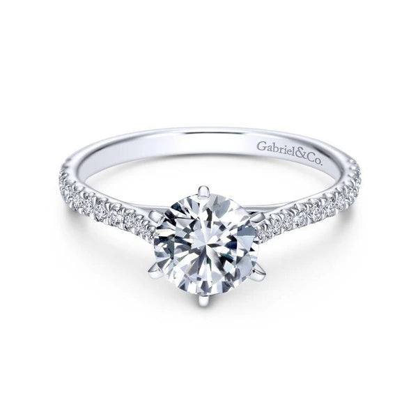 14K White Gold Round Diamond Engagement Ring