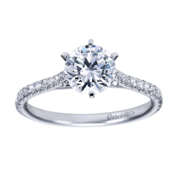 14K White Gold Round Diamond Engagement Ring