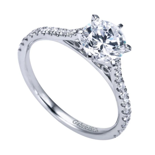 14K White Gold Round Diamond Engagement Ring