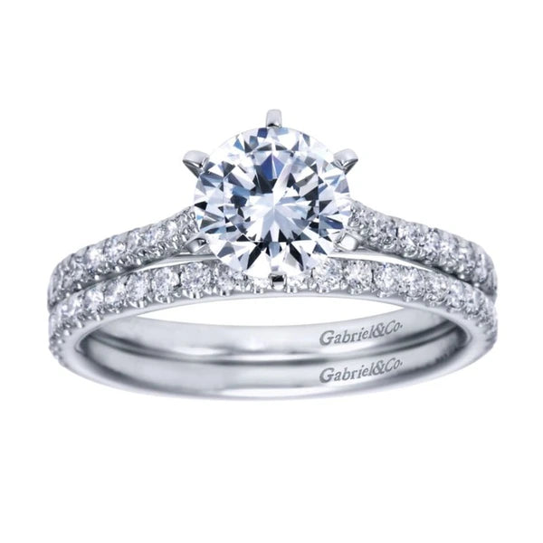 14K White Gold Round Diamond Engagement Ring