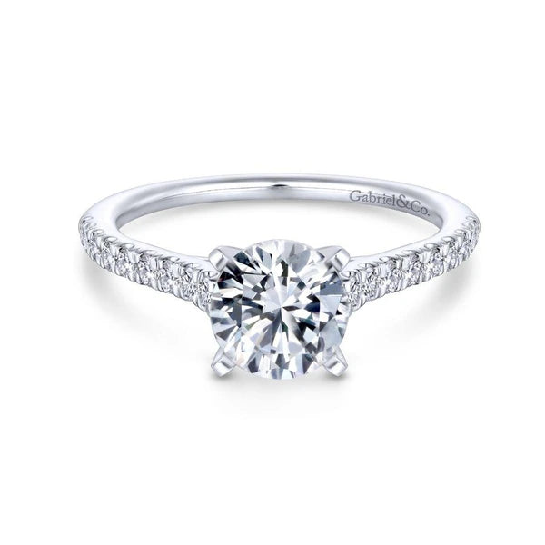 14K White Gold Round Diamond Engagement Ring