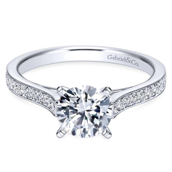 14K White Gold Round Diamond Engagement Ring