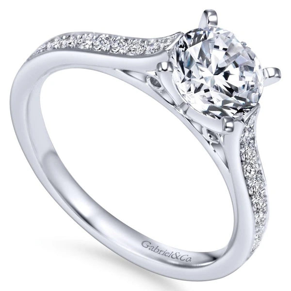 14K White Gold Round Diamond Engagement Ring