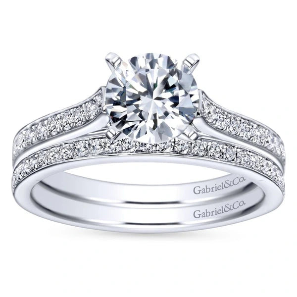 14K White Gold Round Diamond Engagement Ring