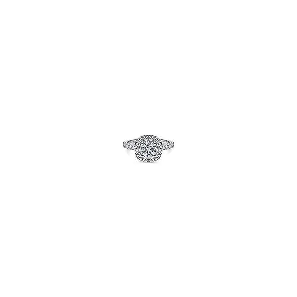 14K White Gold Cushion Halo Round Diamond Engagement Ring