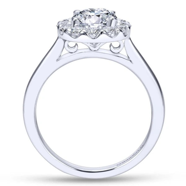 14K White Gold Round Halo Diamond Engagement Ring