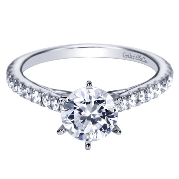 14K White Gold Round Diamond Engagement Ring