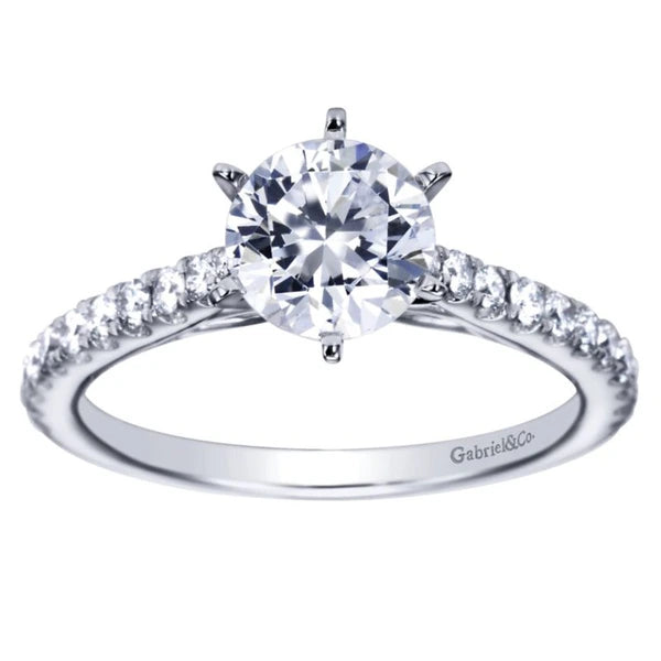 14K White Gold Round Diamond Engagement Ring