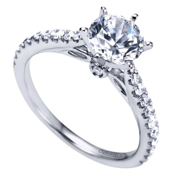 14K White Gold Round Diamond Engagement Ring