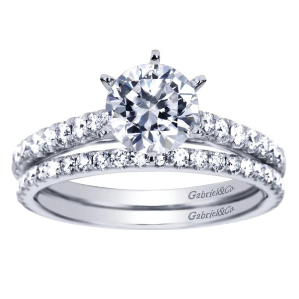 14K White Gold Round Diamond Engagement Ring