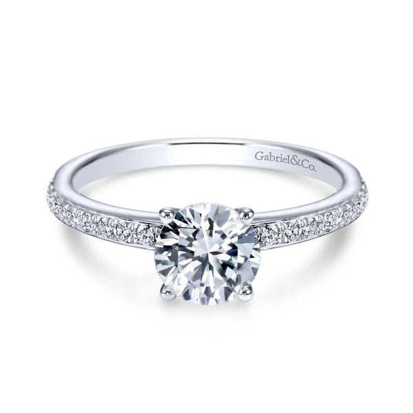 14K White Gold Round Diamond Engagement Ring