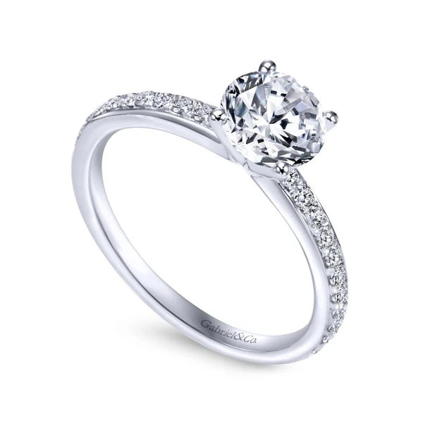 14K White Gold Round Diamond Engagement Ring