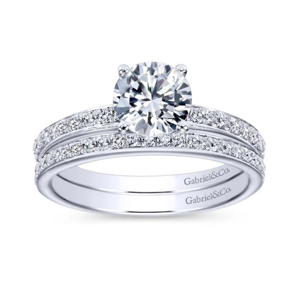 14K White Gold Round Diamond Engagement Ring