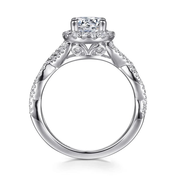 14K White Gold Round Halo Diamond Engagement Ring