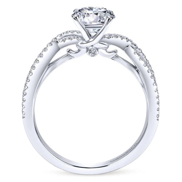 14K White Gold Round Twisted Diamond Engagement Ring