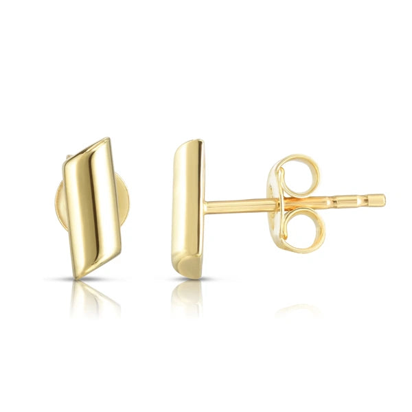 14K Gold Polished Bar Stud Earring