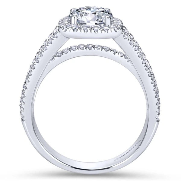 14K White Gold Round Halo Diamond Engagement Ring