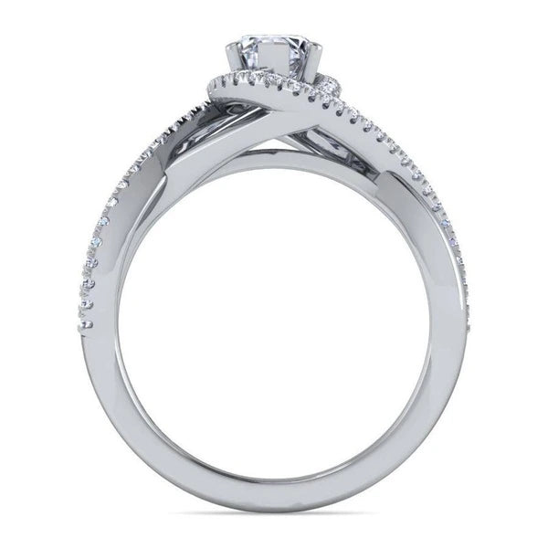 14K White Gold Marquise Halo Diamond Engagement Ring