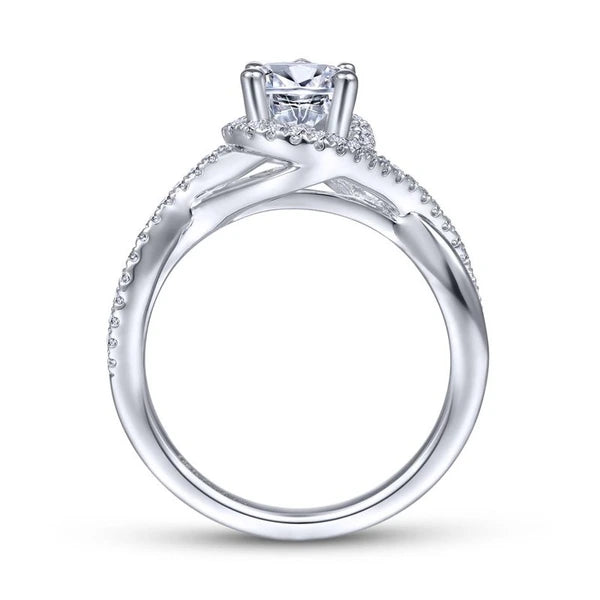 14K White Gold Pear Shape Halo Diamond Engagement Ring