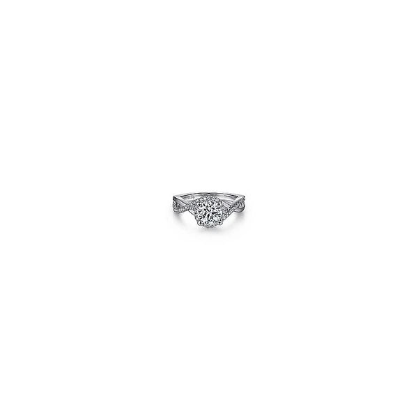 14K White Gold Round Halo Diamond Engagement Ring
