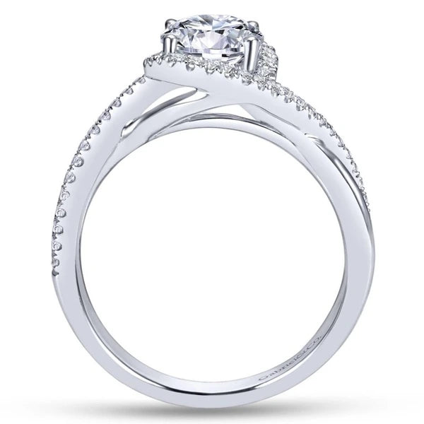 14K White Gold Round Halo Diamond Engagement Ring