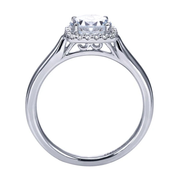 14K White Gold Round Halo Diamond Engagement Ring