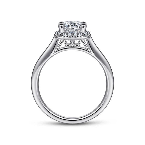 14K White Gold Round Halo Diamond Engagement Ring